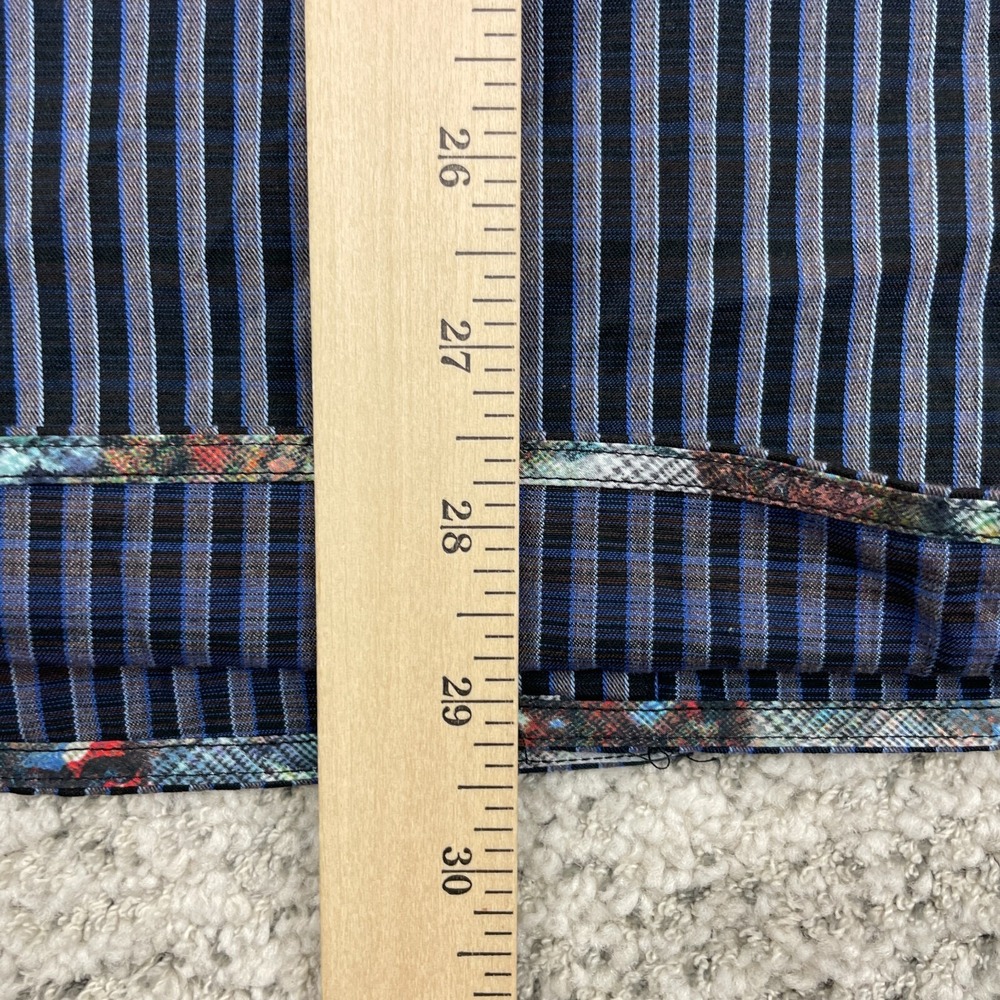 Robert Graham Shirt Men Large Flip Cuff Classic Fit Striped Geometric Black Blue - Picture 12 of 12